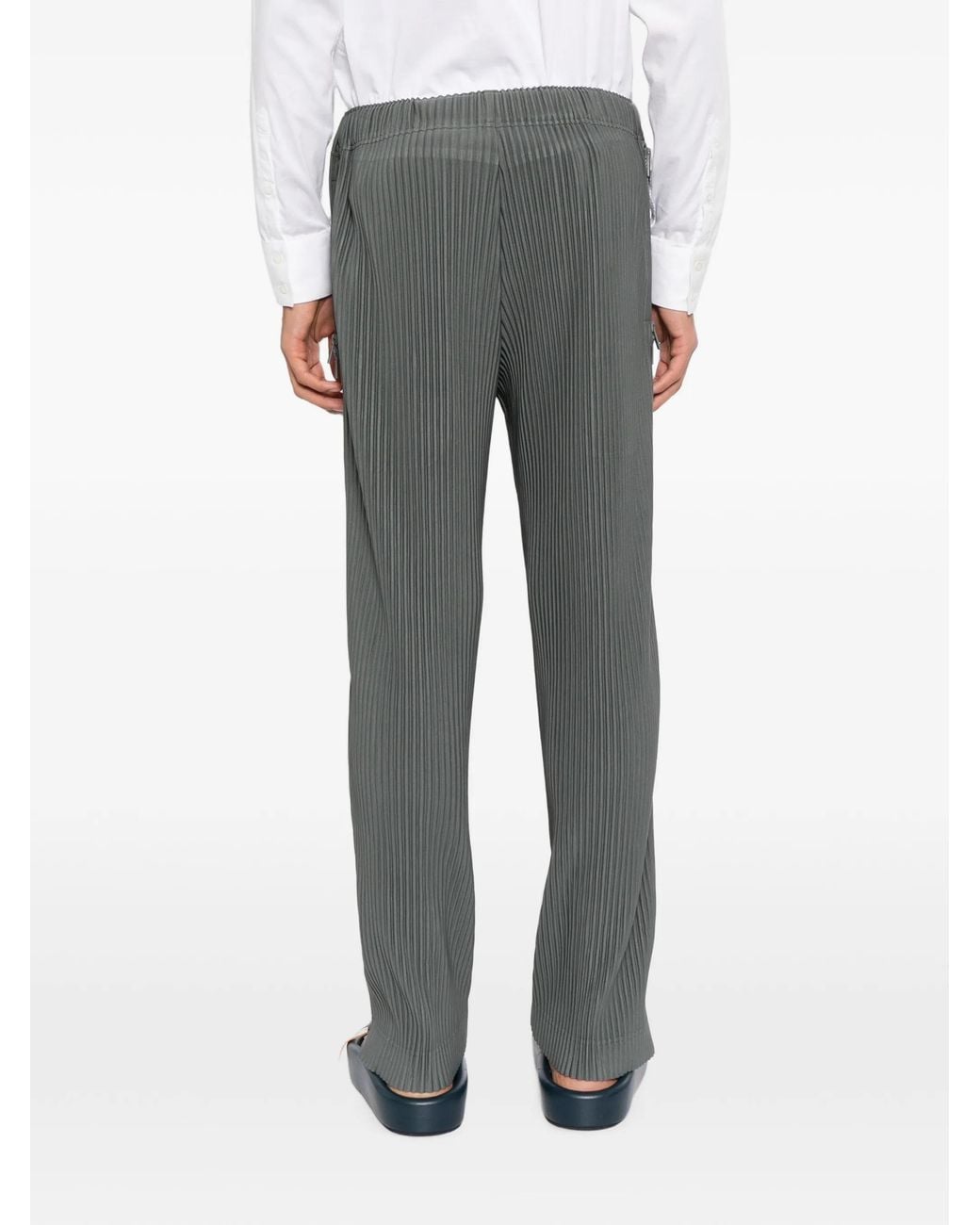 Homme Plissé Issey Miyake Gray Pleated Zip-Detail Trousers for men