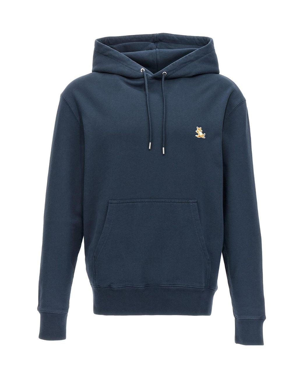 Maison Kitsuné Blue Maison Kitsuné Bold Fox Head Patch Drawstring Hoodie for men
