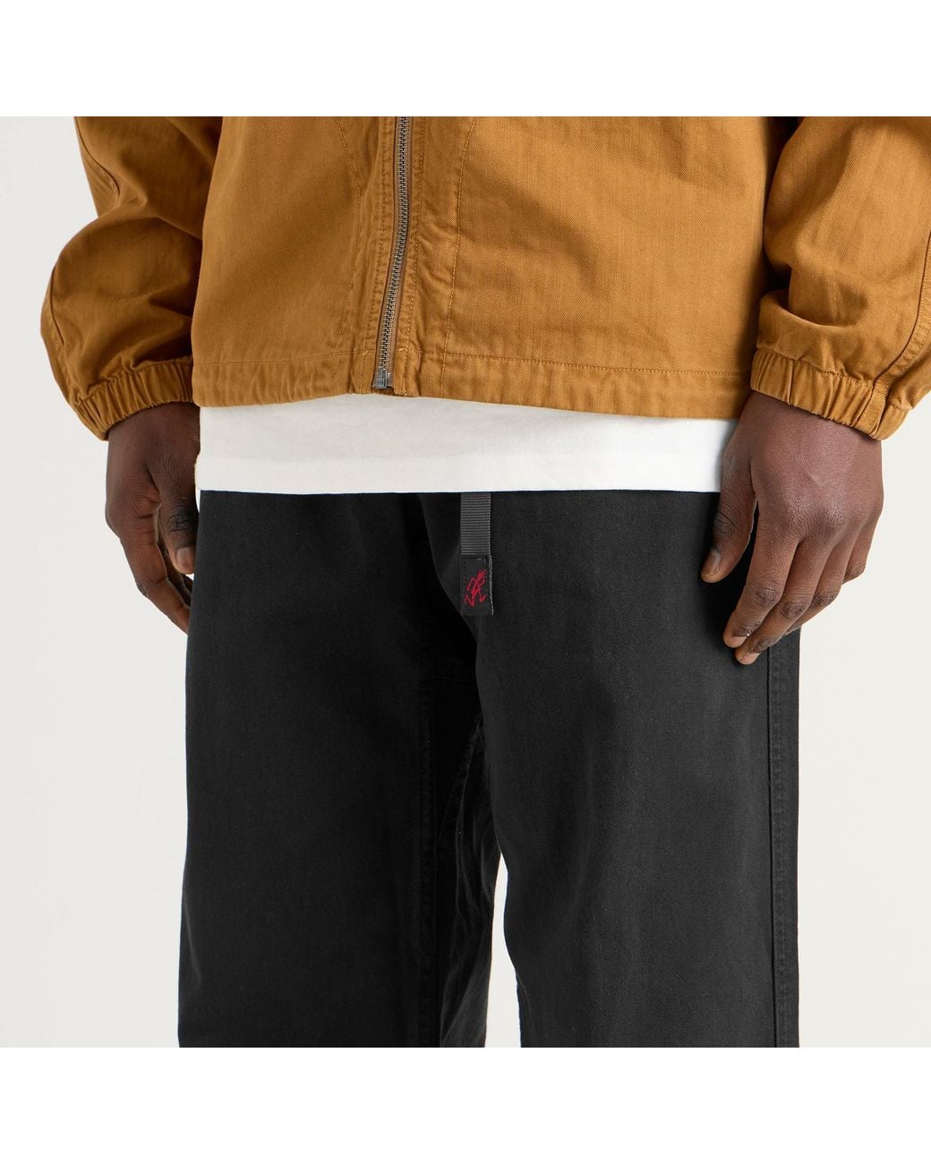 Gramicci Black Elasticated Belted Pants for men