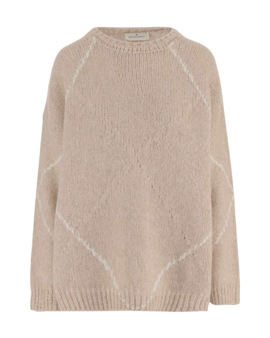 Bruno Manetti Natural Diamond Knit Crew Neck Sweater