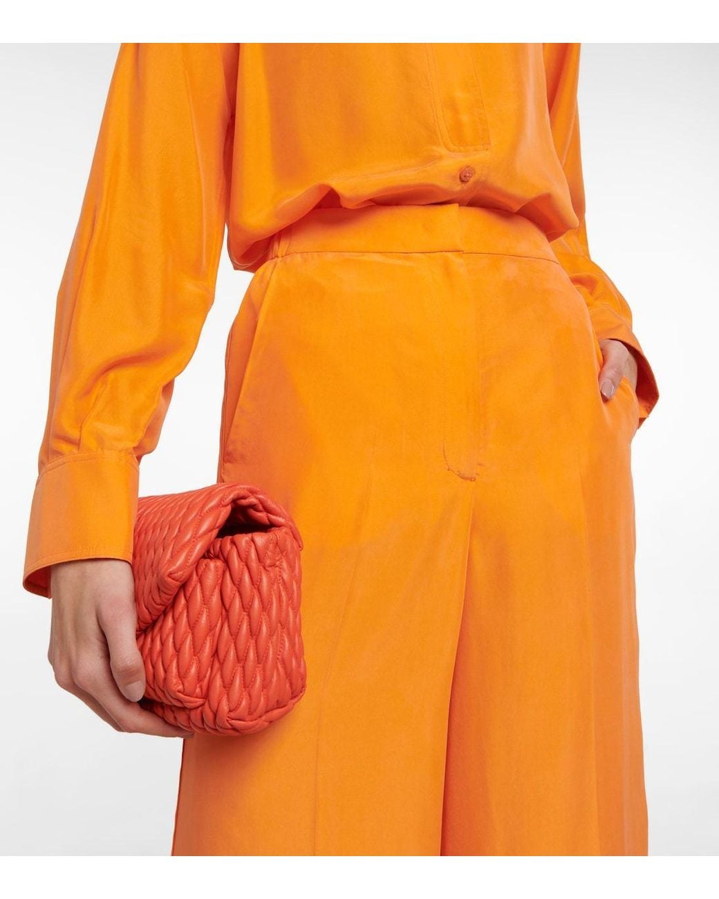 Dorothee Schumacher Orange Silk Wide-Leg Pants
