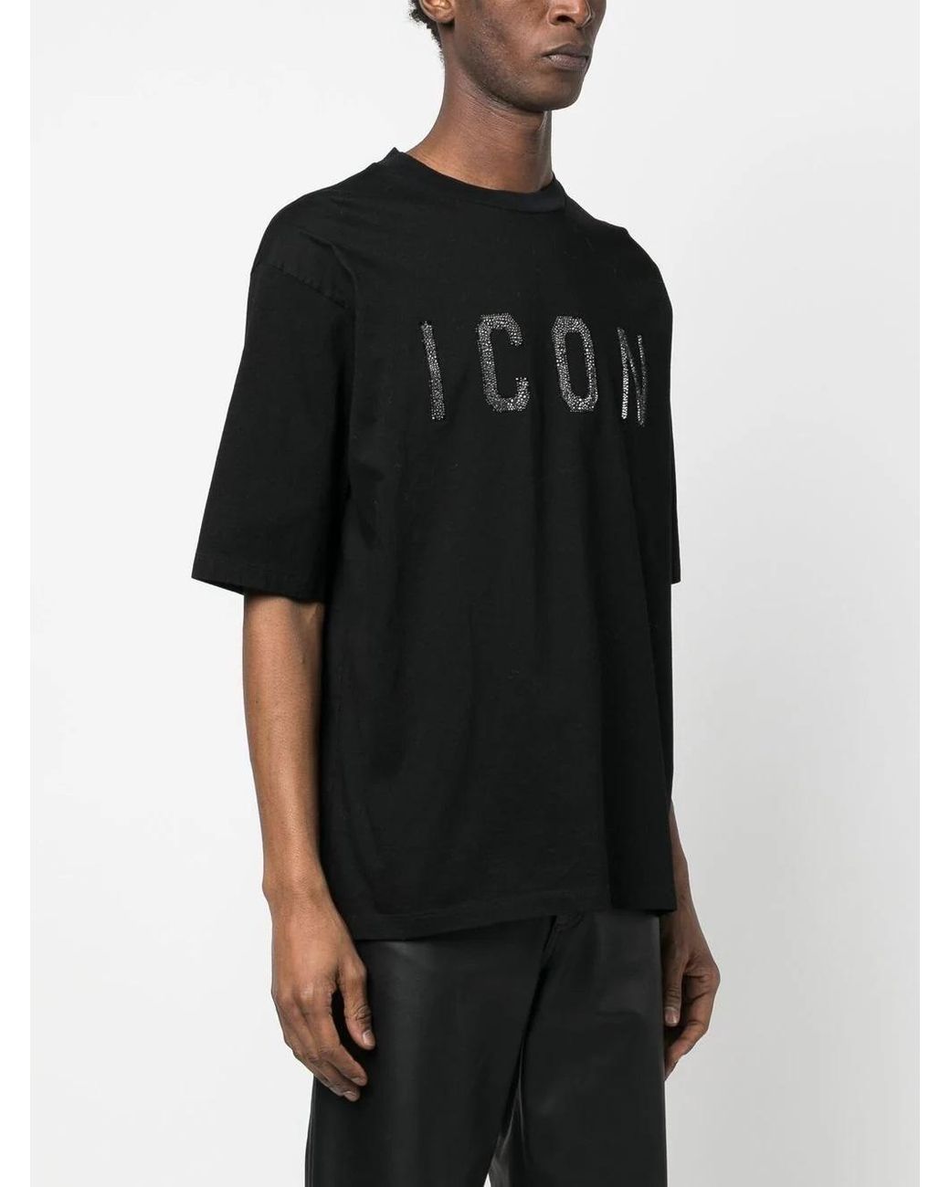DSquared² Black Icon-Print Cotton T-Shirt for men