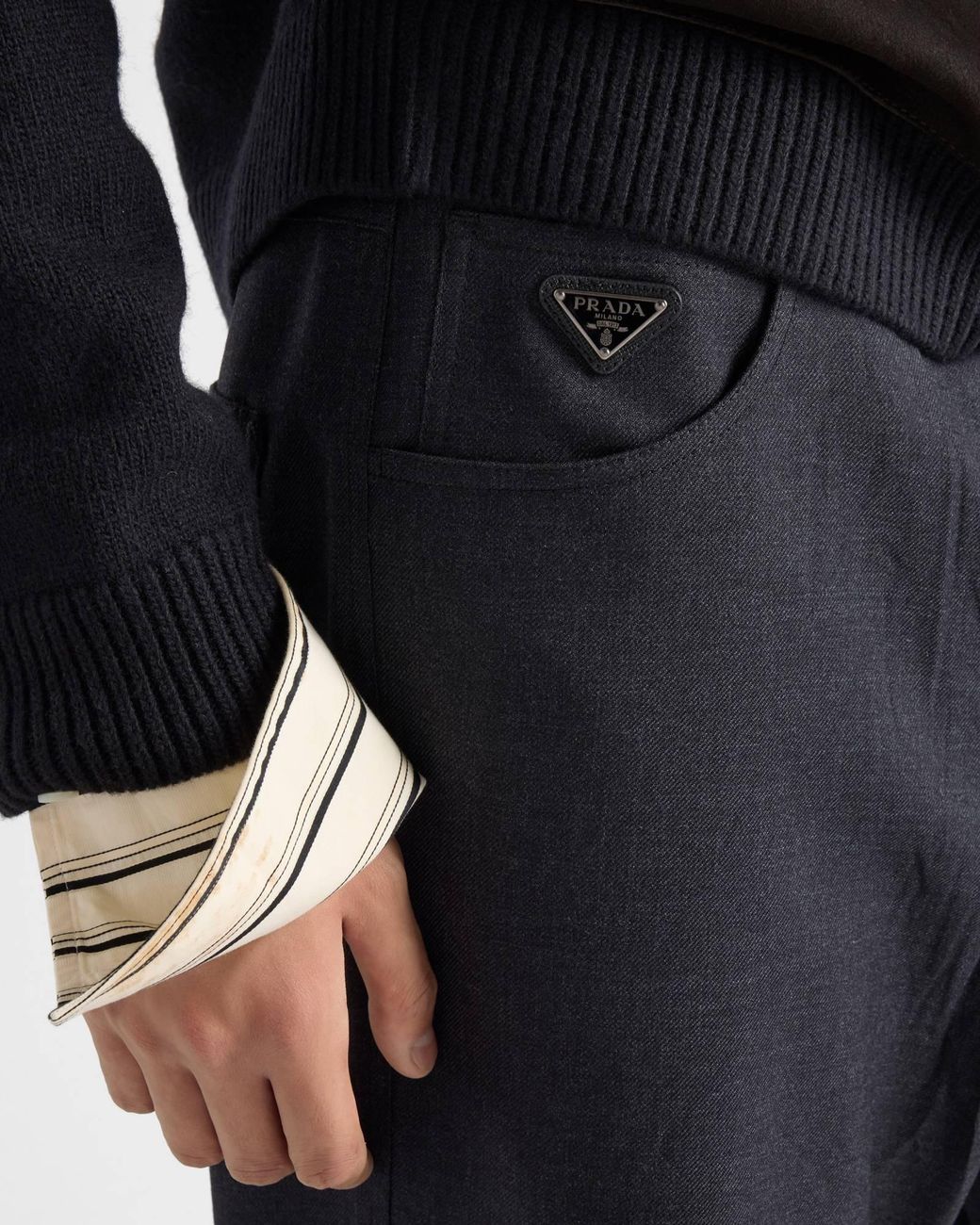 Prada Blue Wool Pants for men