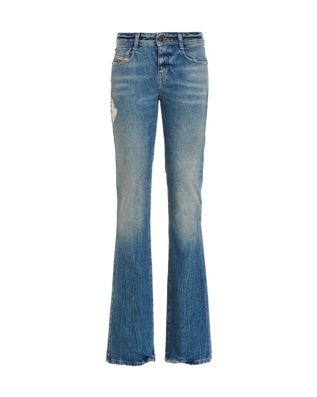 DIESEL Blue Logo Patch Flared Jeans