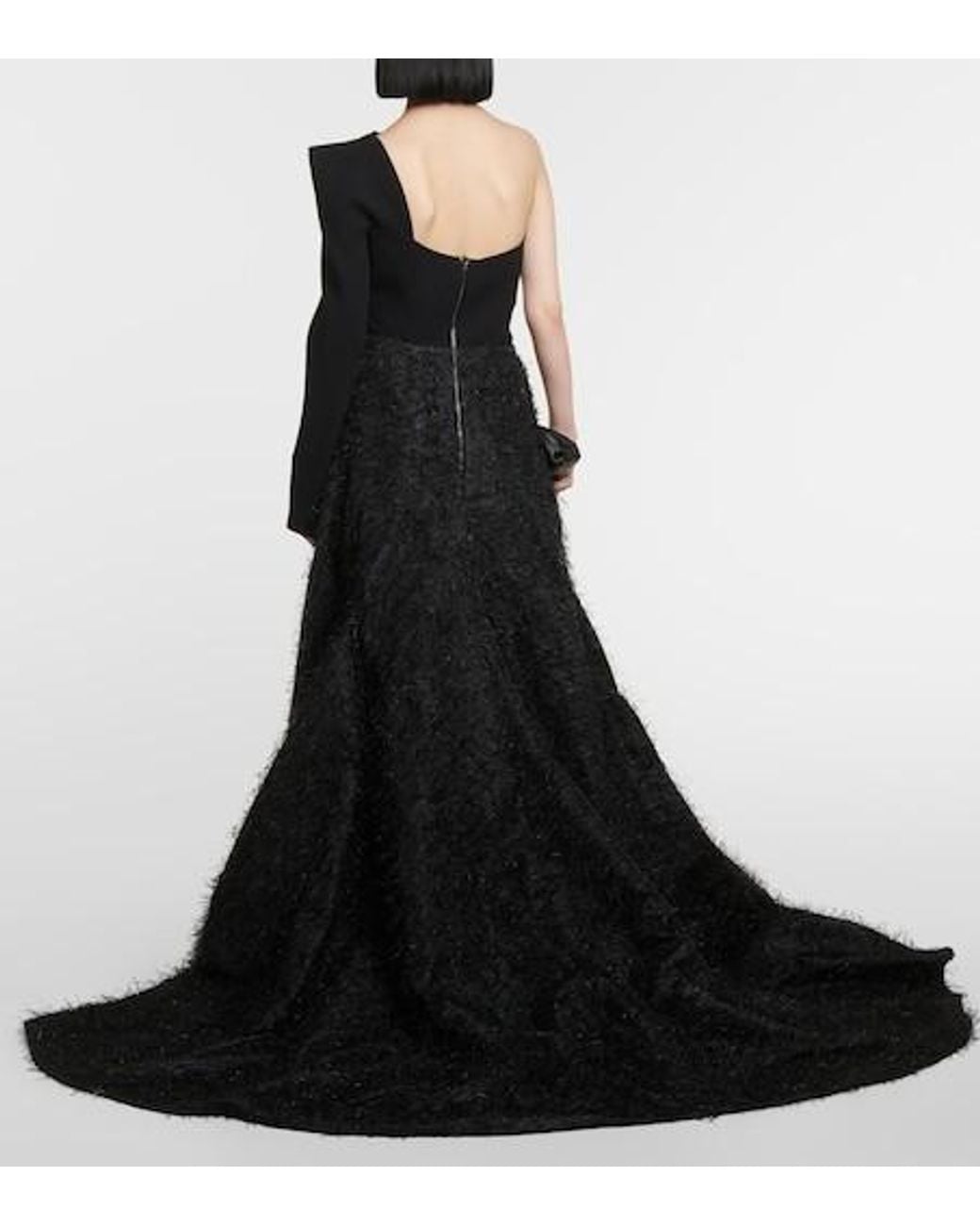 Maticevski Black Audacity One-Shoulder Maxi Gown