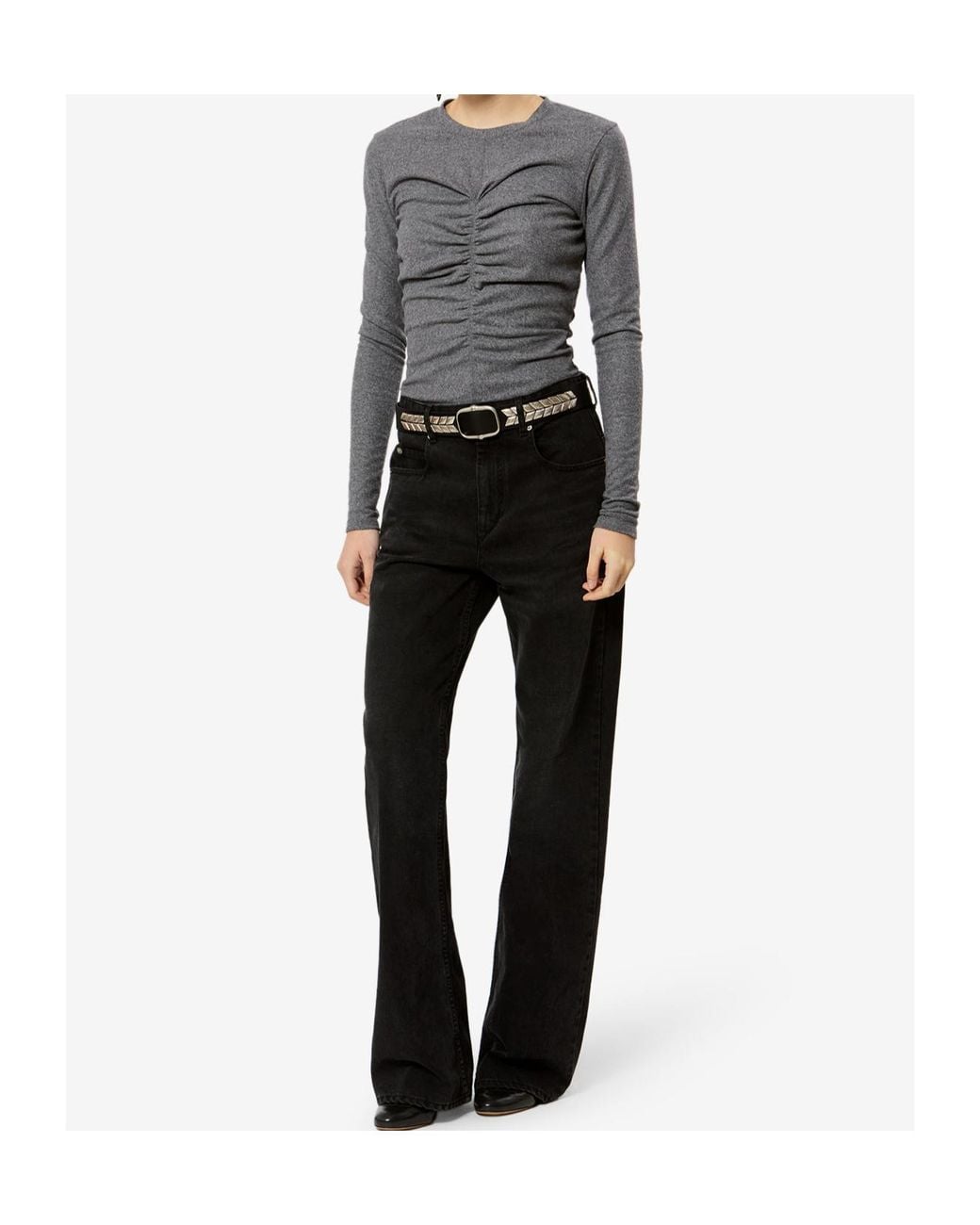 Isabel Marant Gray Isabel Marant Étoile Delesa Ruched Jersey Top