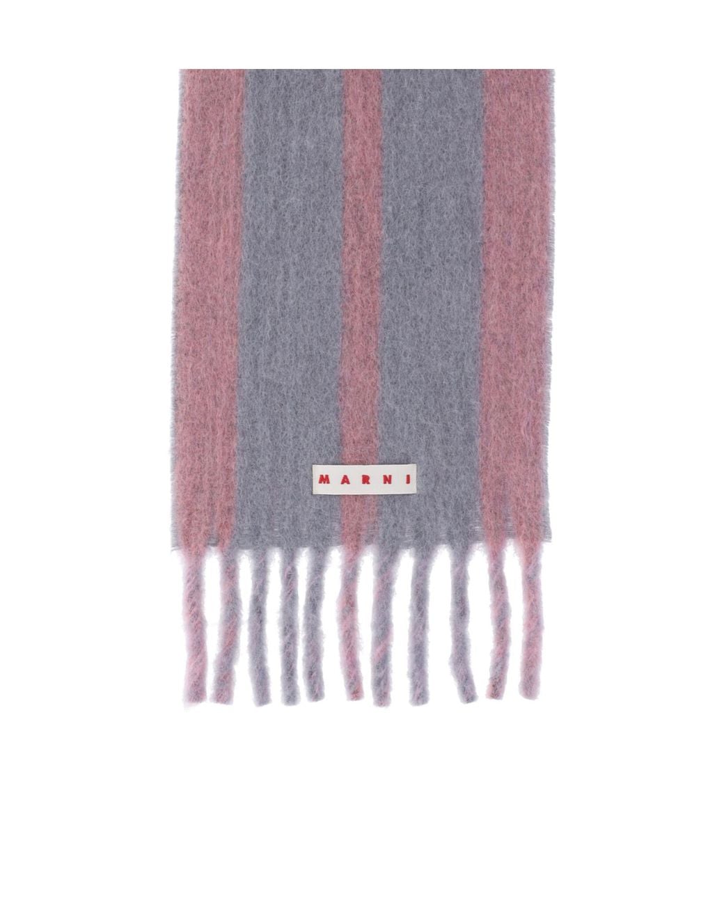 Marni Purple Striped Fringed Scarf