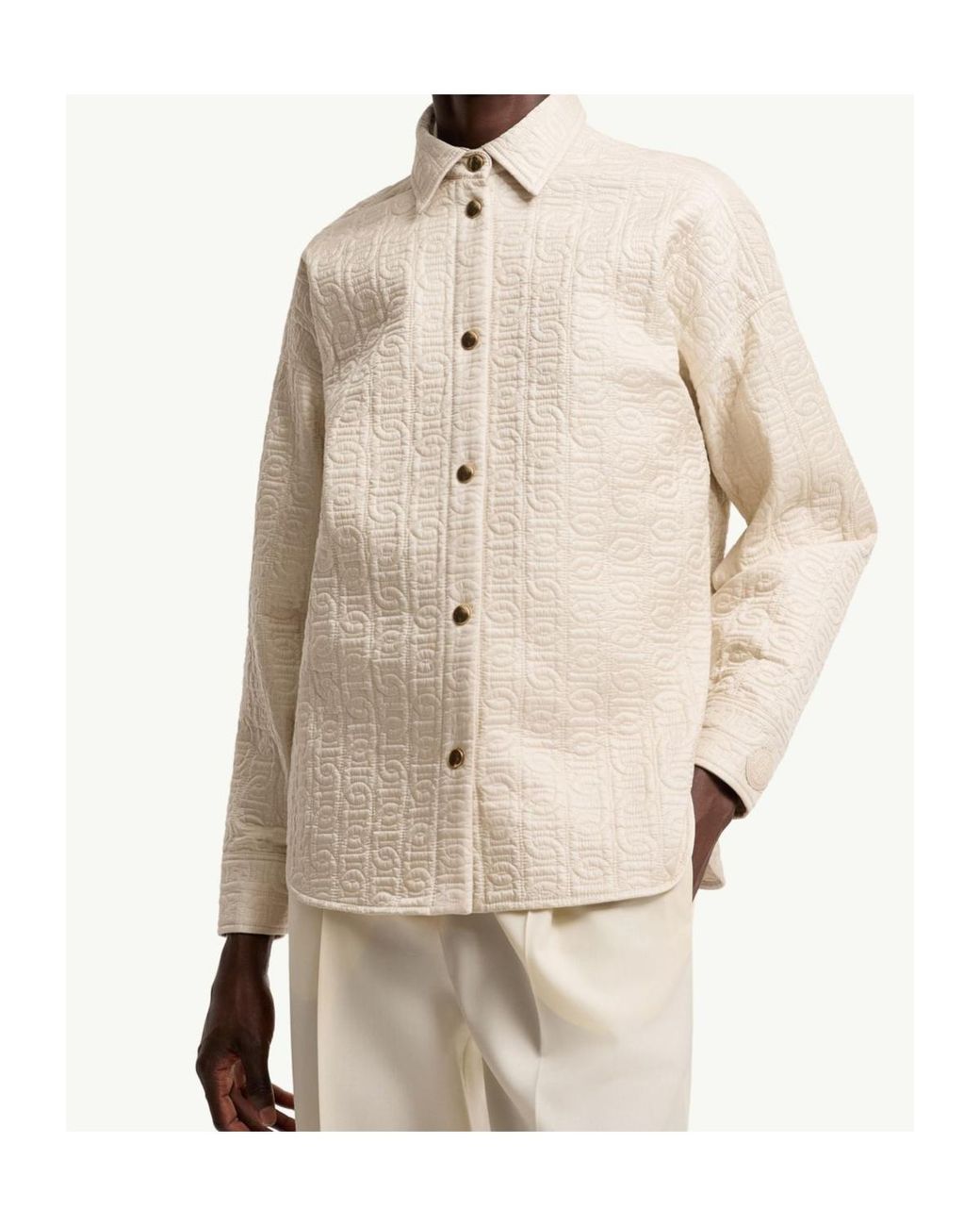 Moncler Natural Quilted Chain Motif Shirt Jacket