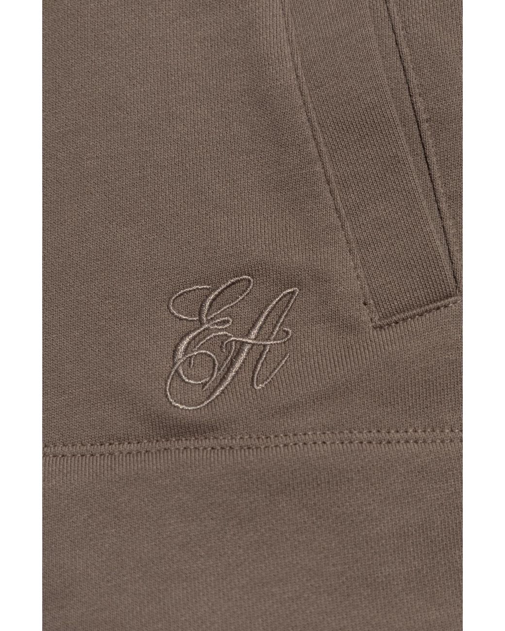 Emporio Armani Brown Asv Logo Embroidered Zip-Up Hoodie