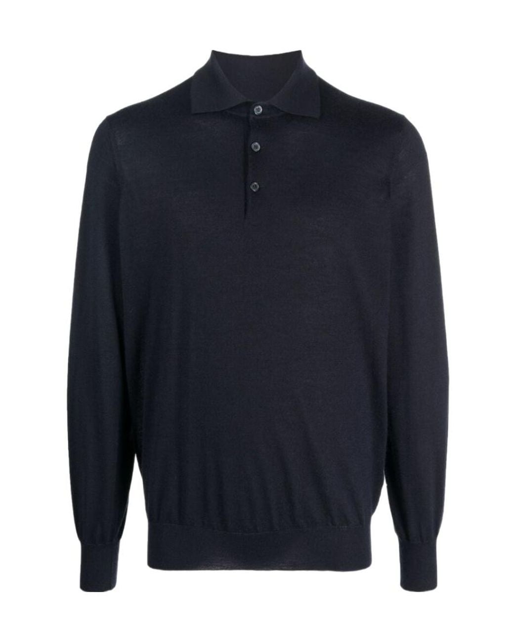 Brunello Cucinelli Blue Long Sleeve Polo Shirt for men