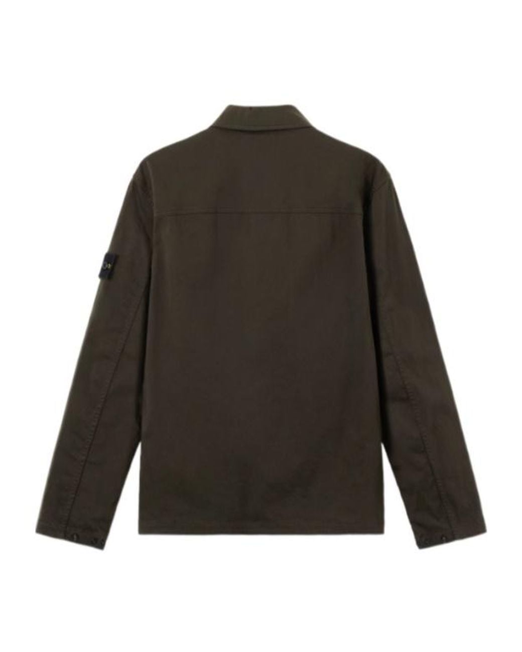 Stone Island Gray Logo-Patch Zip-Up Overshirt for men
