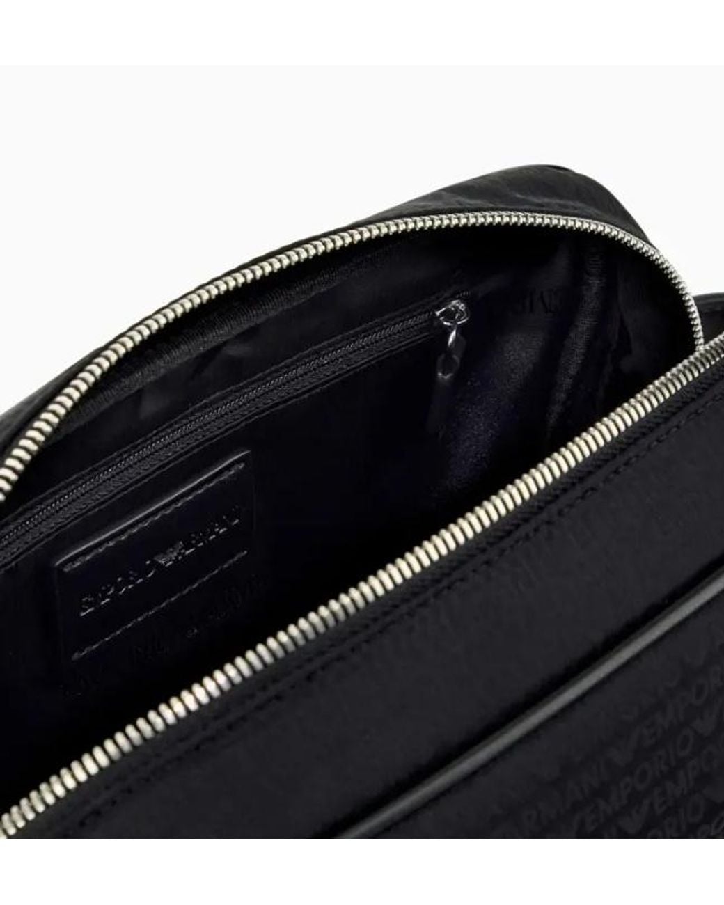 Emporio Armani Black Monogrammed Toiletry Bag for men