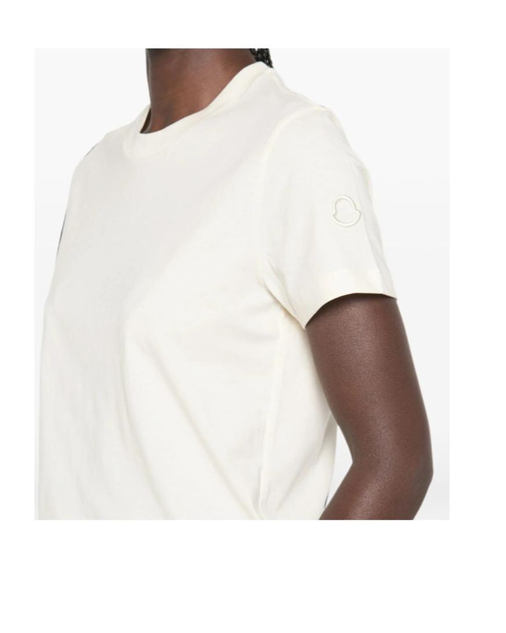 Moncler White Logo Patch Crewneck T-Shirt