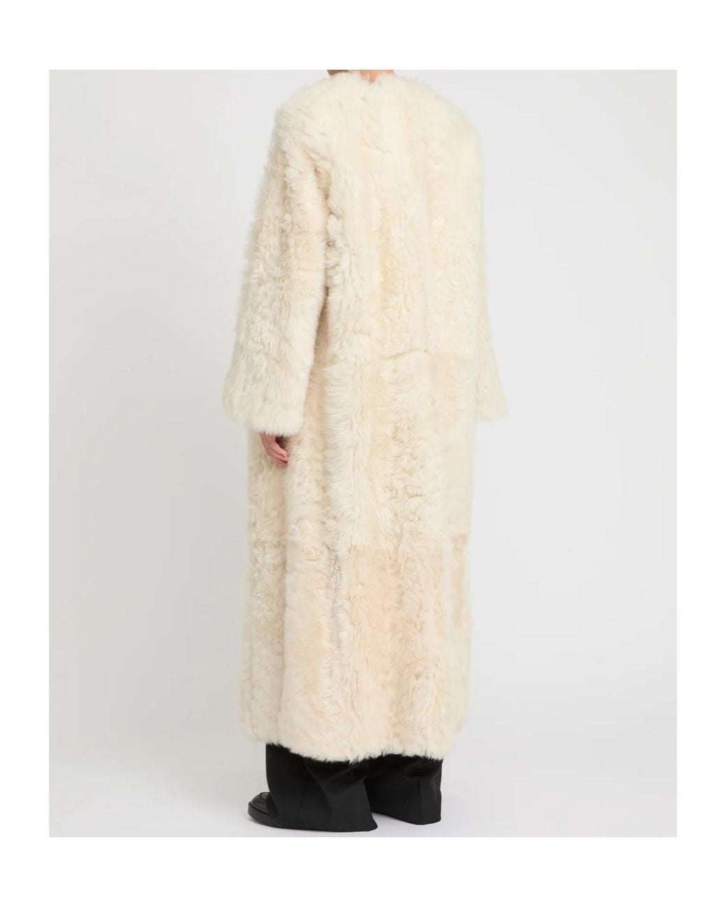 Yves Salomon Natural Extra Long Toscana Lambskin Coat