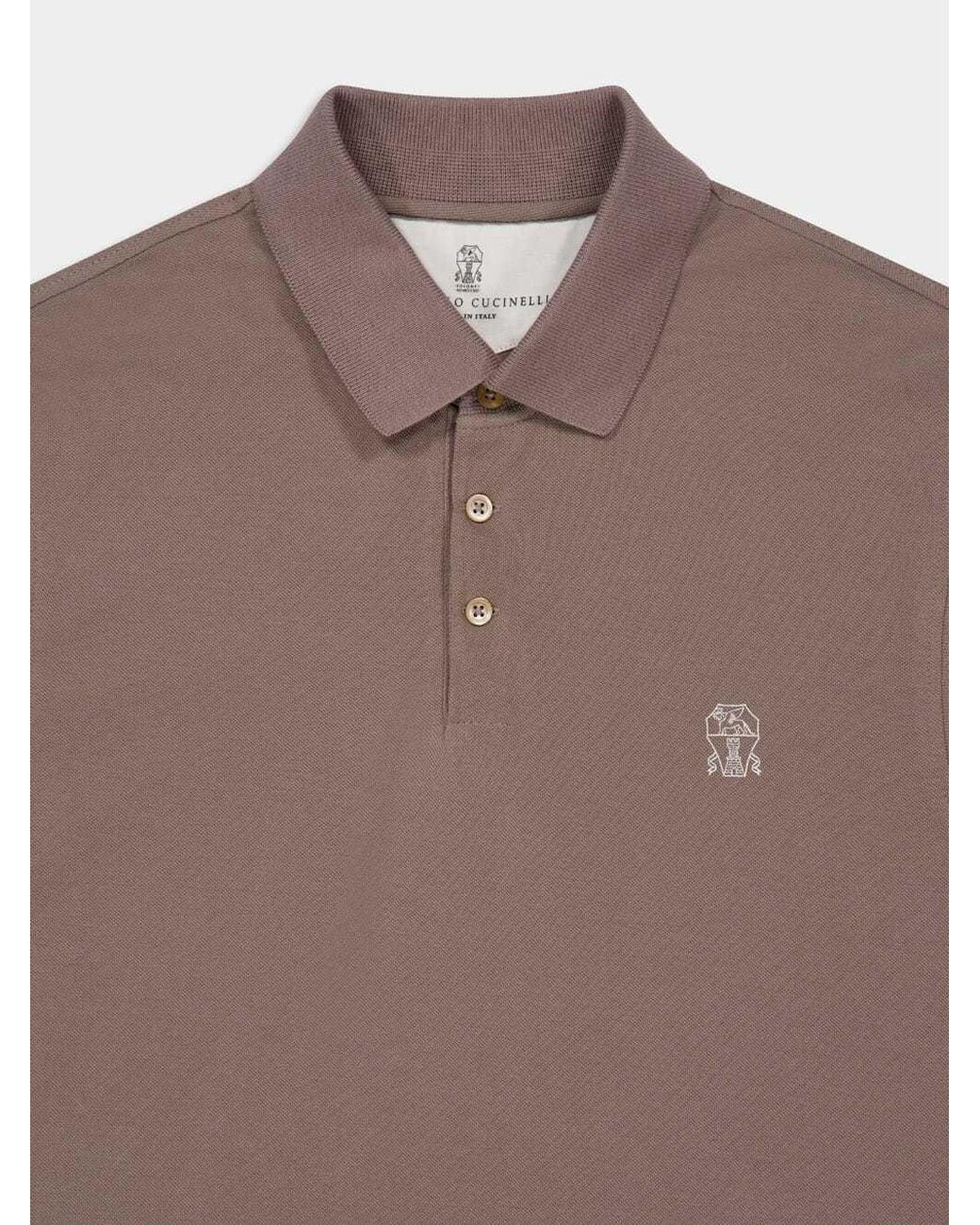 Brunello Cucinelli Multicolor Logo Embroidered Short-Sleeved Polo Shirt for men