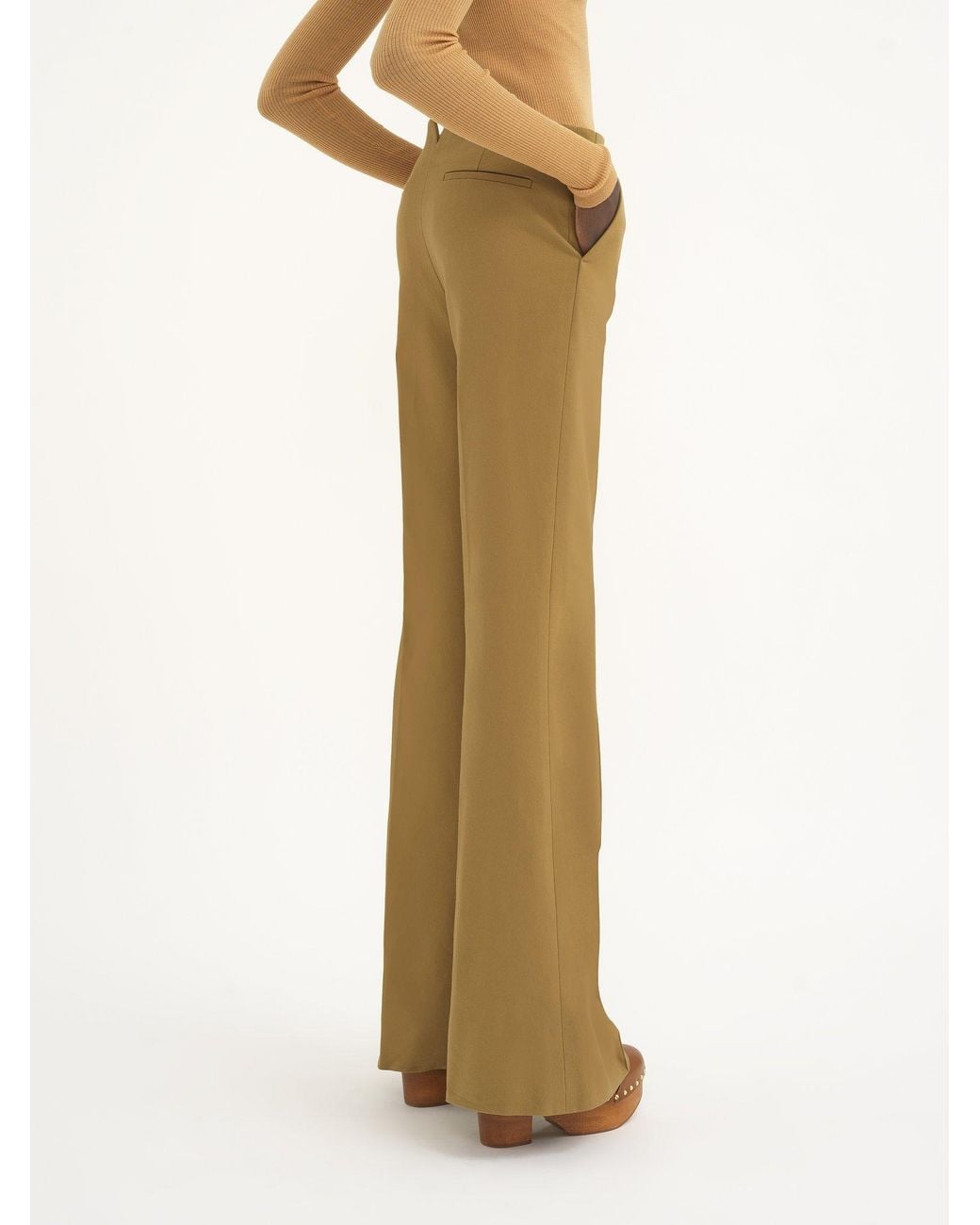 Chloé Natural Flared Cotton Trousers