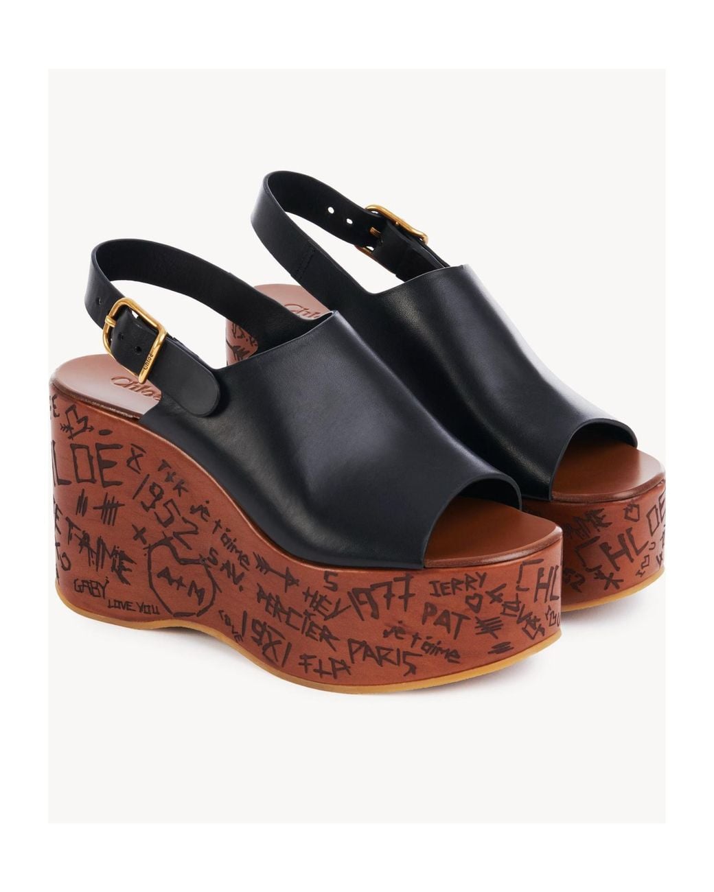 Chloé Black Maxime Wedge Sandal
