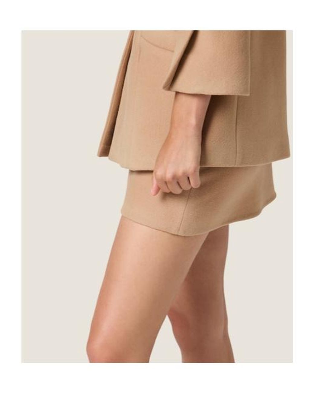 Miu Miu Natural Waxed Double Wool Miniskirt