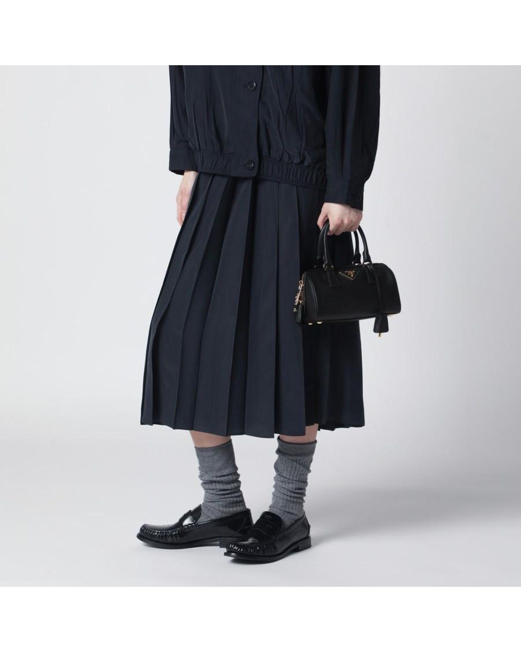 Prada Black Triangle-Patch Zipped Tote Bag