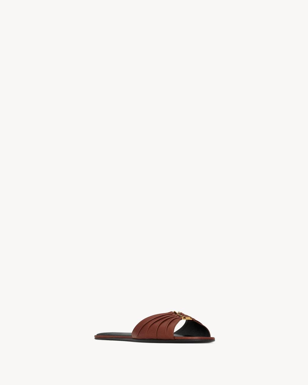 Saint Laurent Brown Babylone Logo Plaque Slides