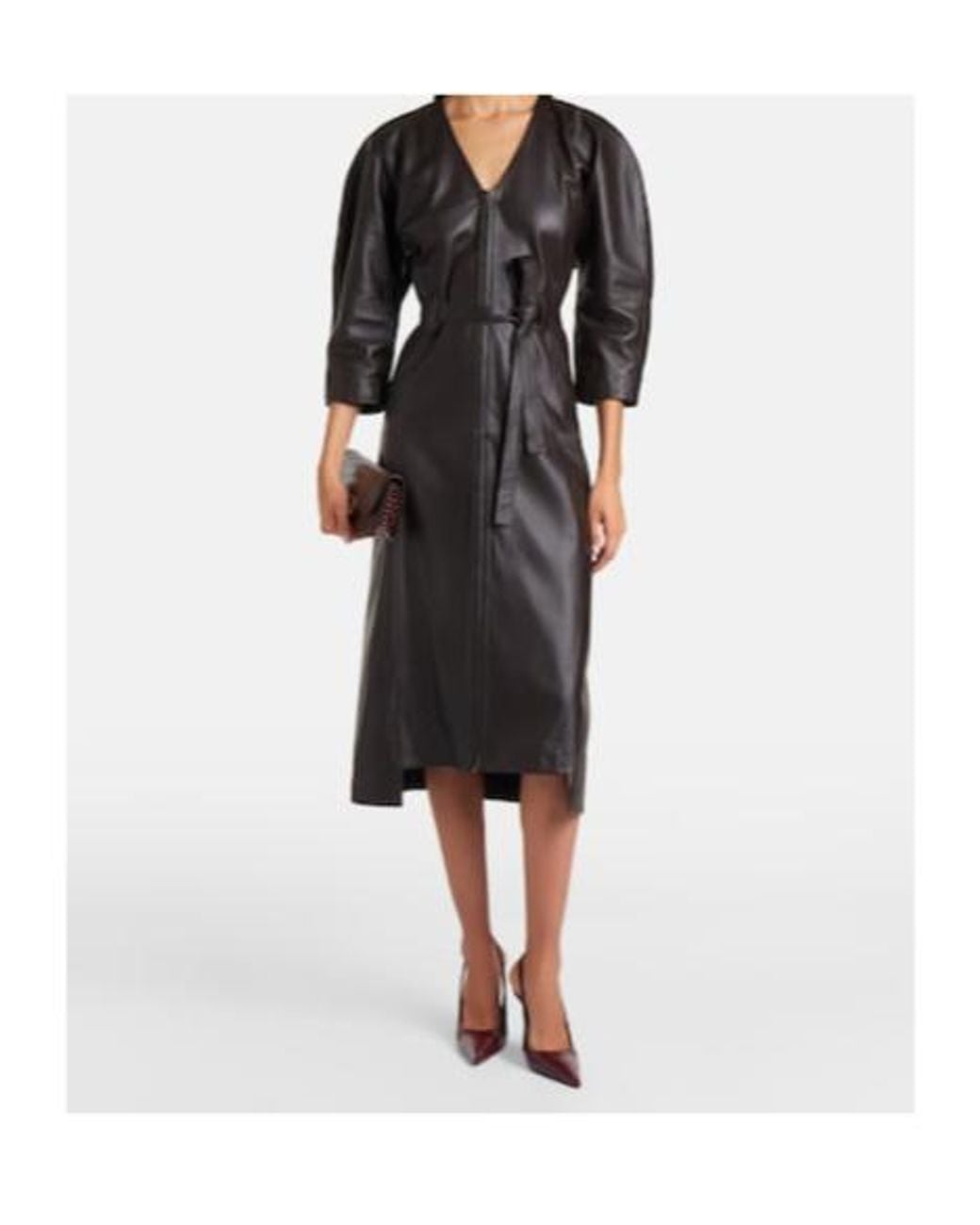 Victoria Beckham Black Leather Midi Dress