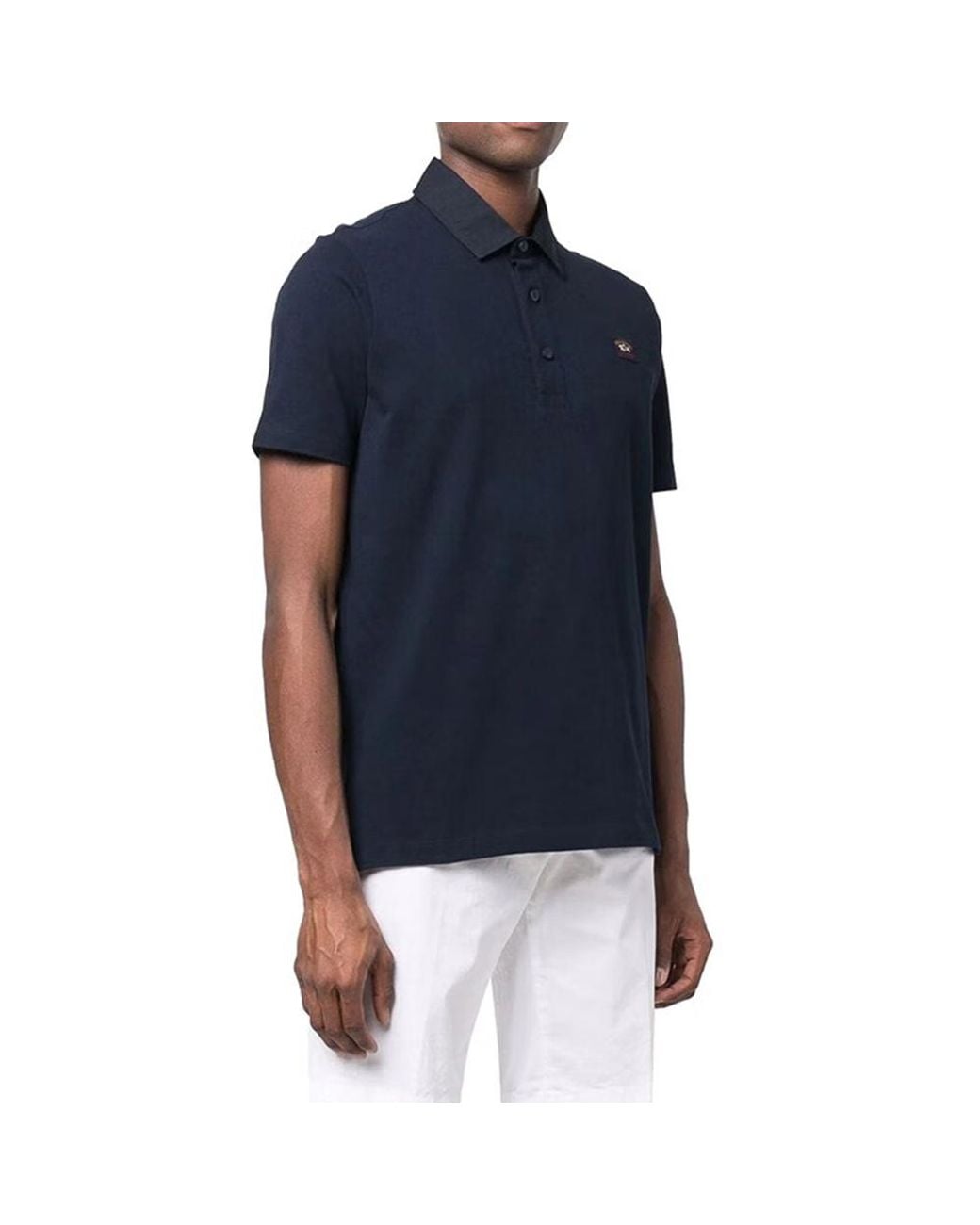 Paul & Shark Blue Logo-Patch Short-Sleeve Polo Shirt for men
