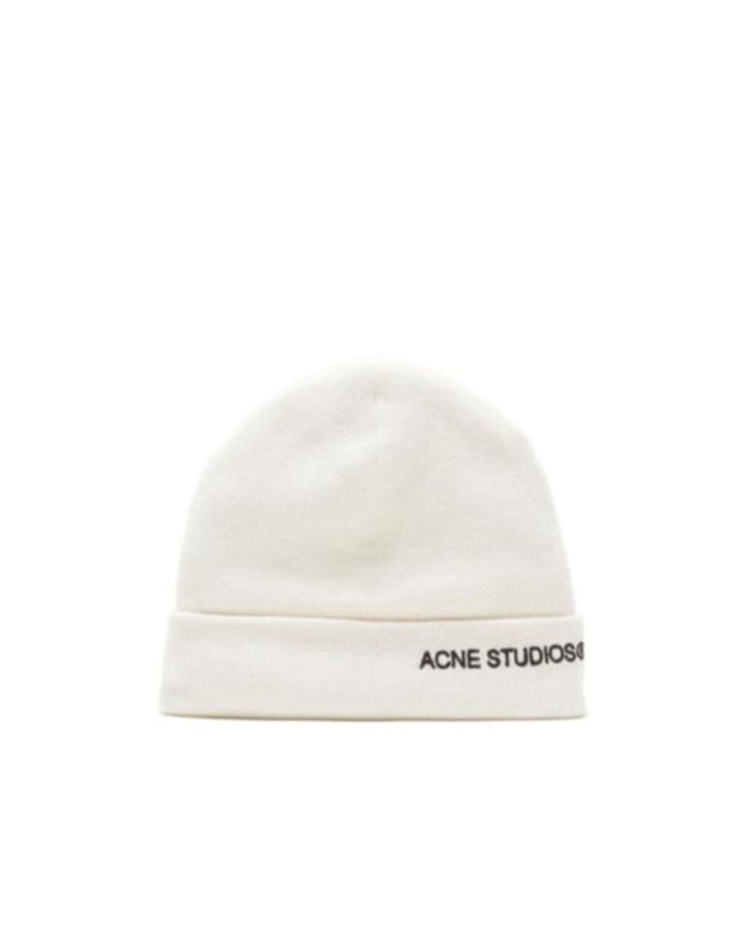 Acne White Logo Embroidered Ribbed Beanie for men