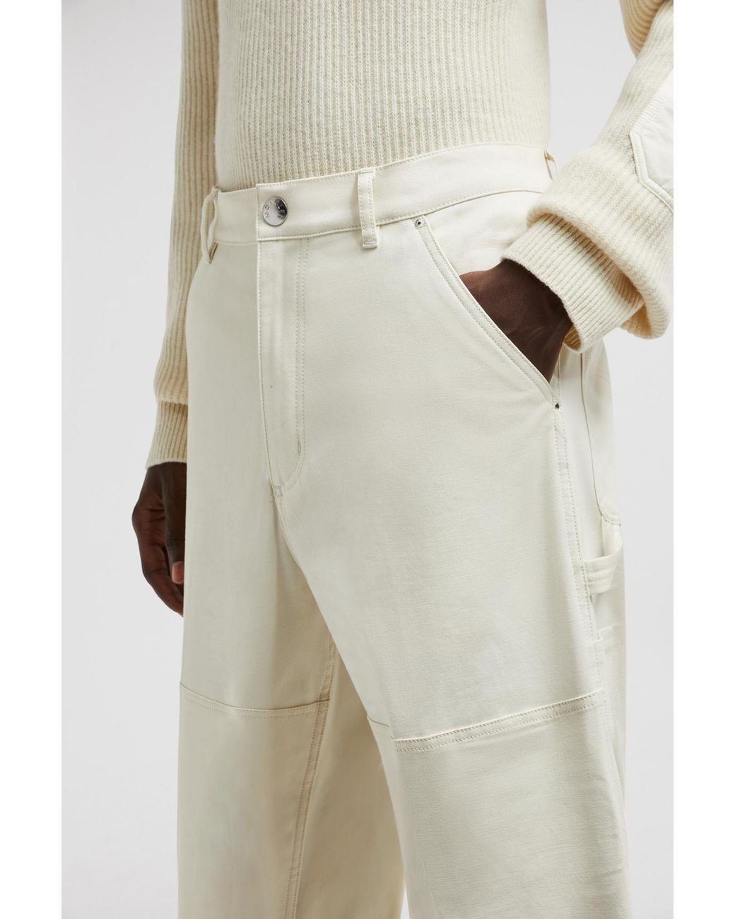 Moncler Gray Logo Patch Straight-Leg Trousers for men