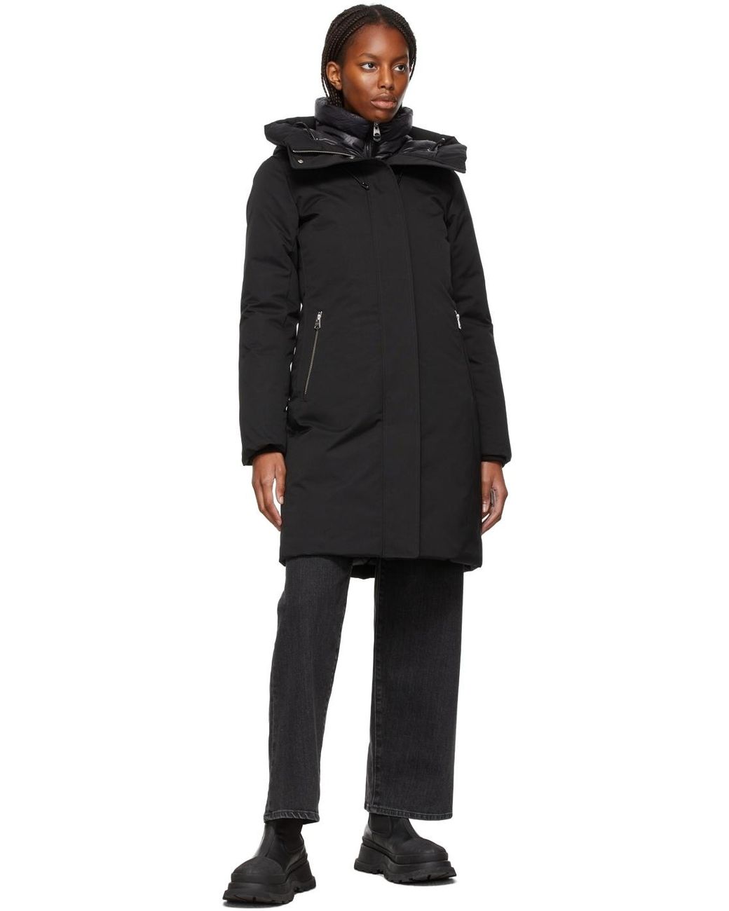 Mackage Black Padded Down Hooded Coat
