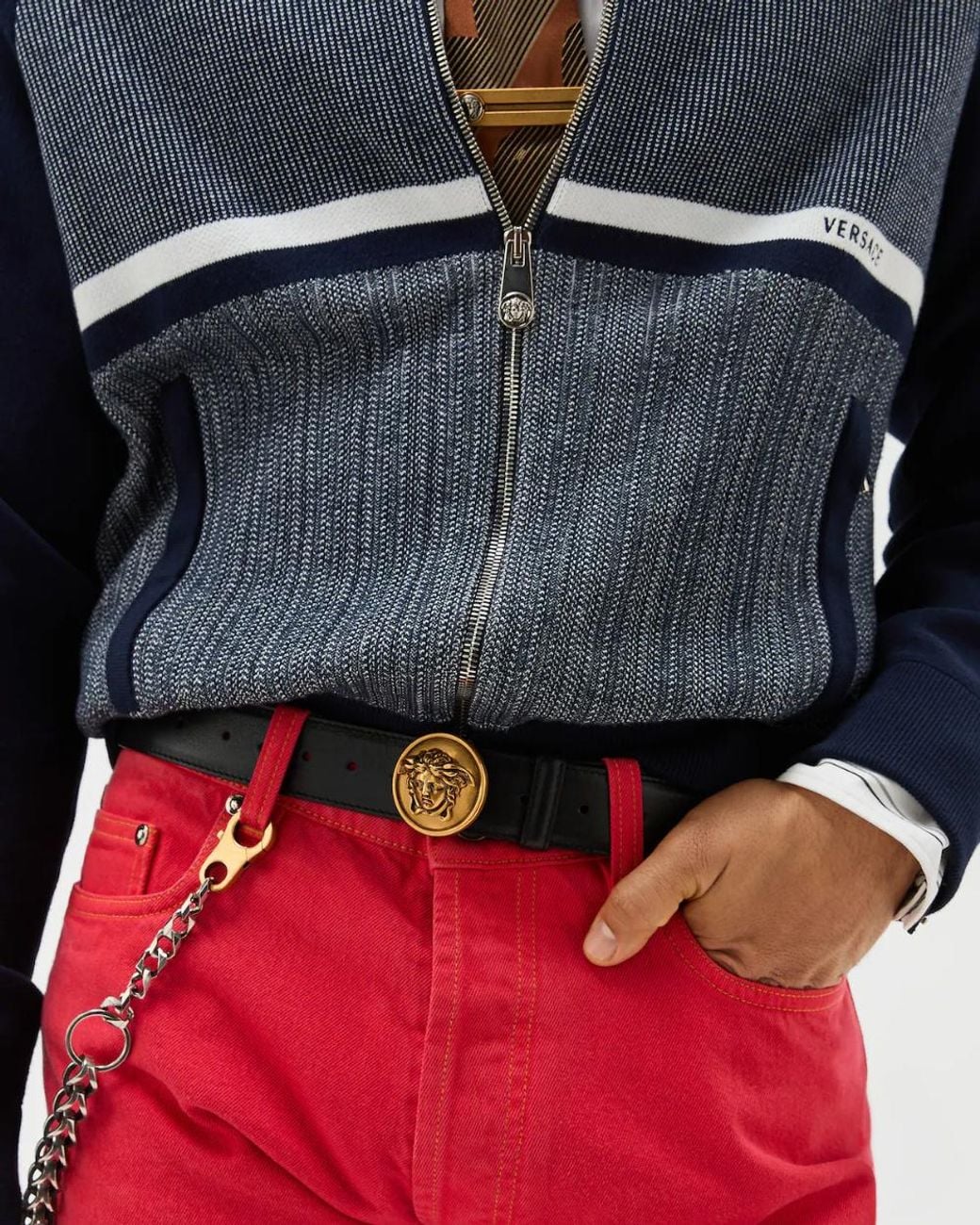 Versace Black Leather Belt 3.5 Cm for men