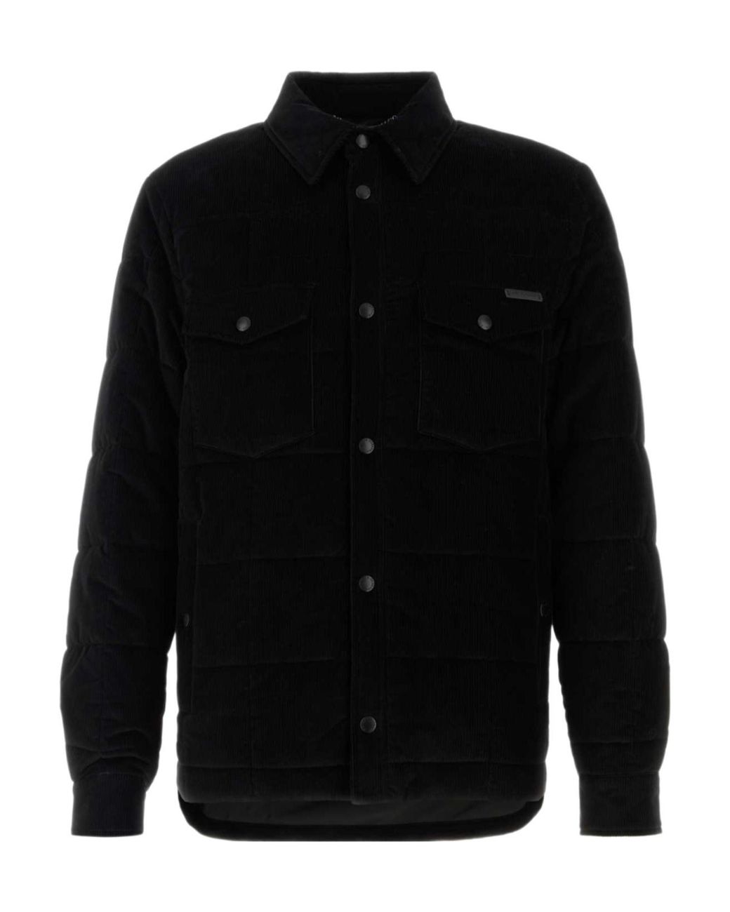 Dolce & Gabbana Black Logo Patch Padded Corduroy Jacket for men