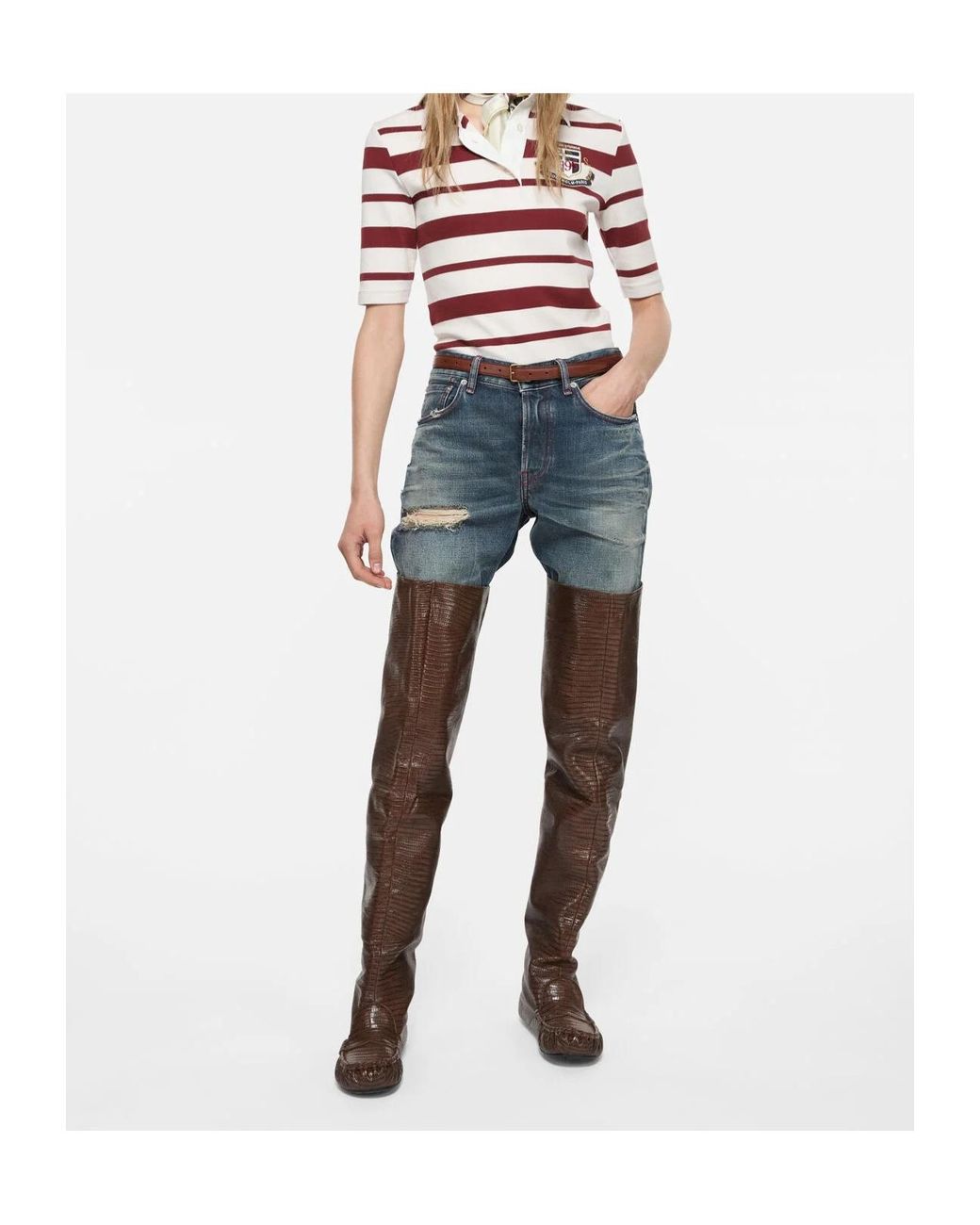 Acne Red Sailor Stripes Polo Shirt