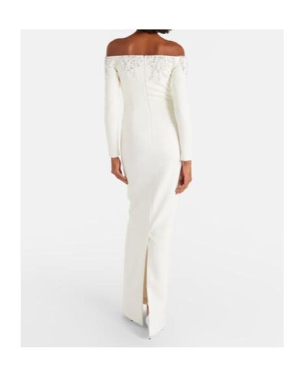 Safiyaa White Bridal Gioia Embellished Crêpe Gown