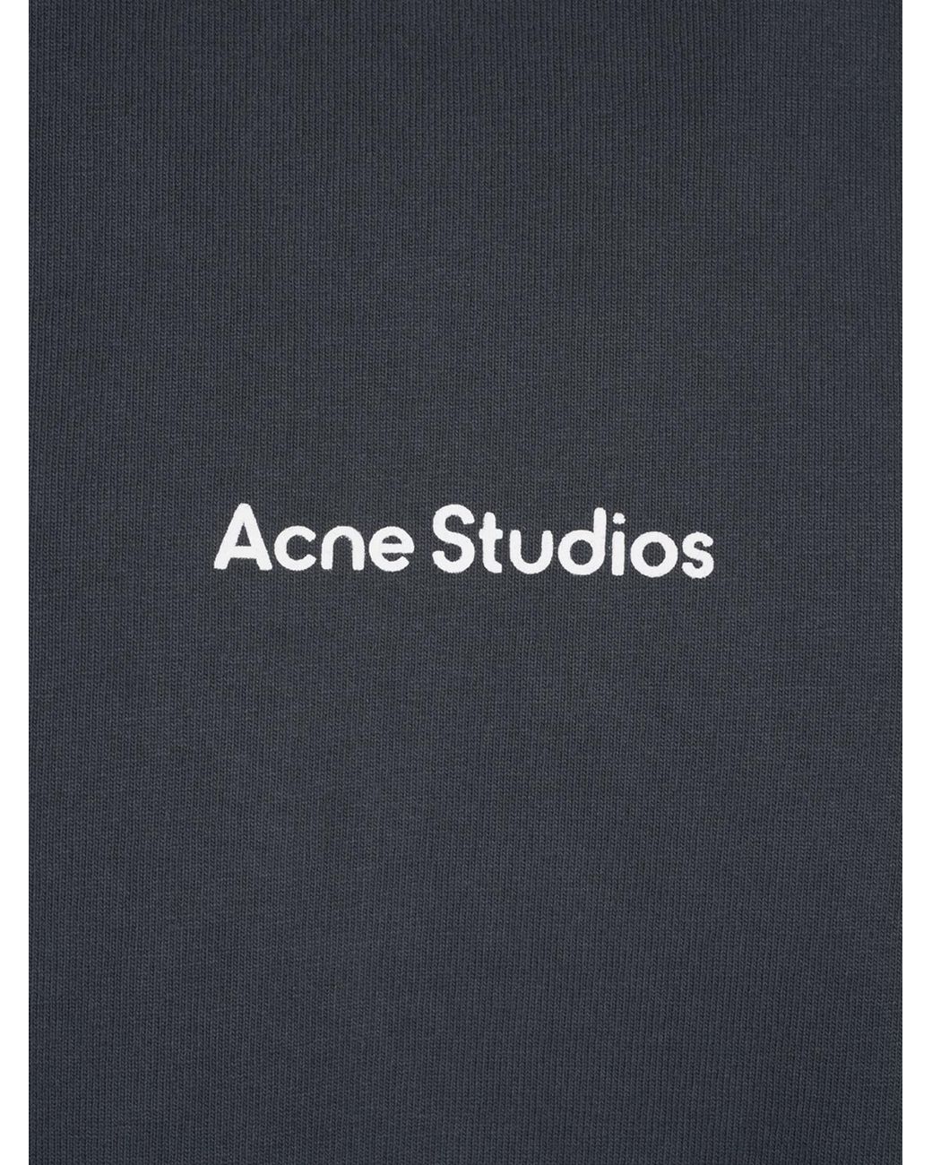 Acne Black Logo Stamp Relaxed Fit T-Shirt for men