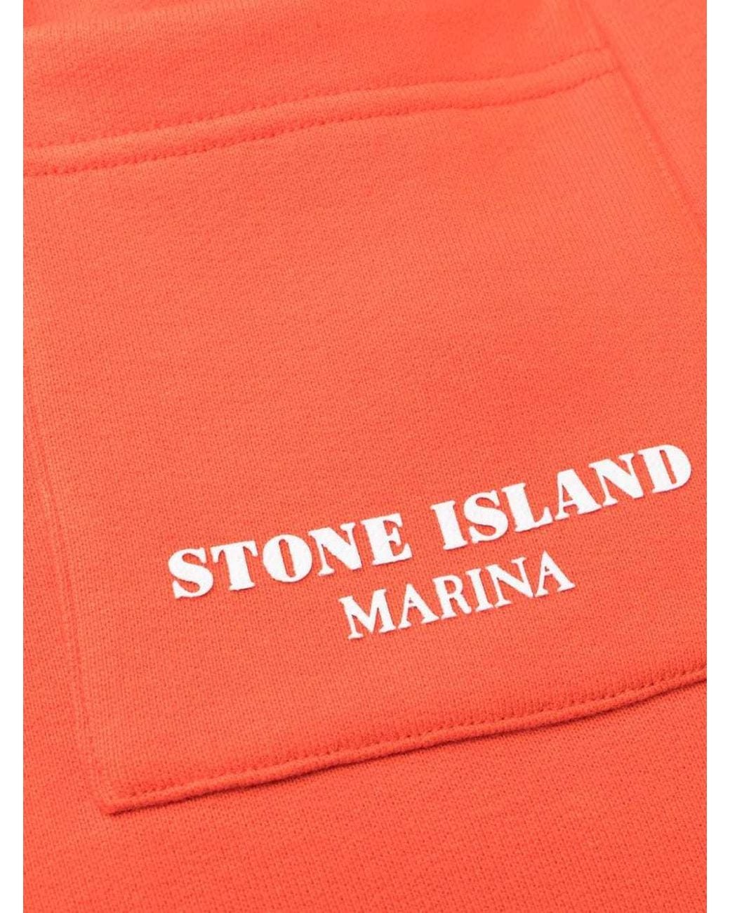 Stone Island Red Logo-Print Fleece Track-Pants for men