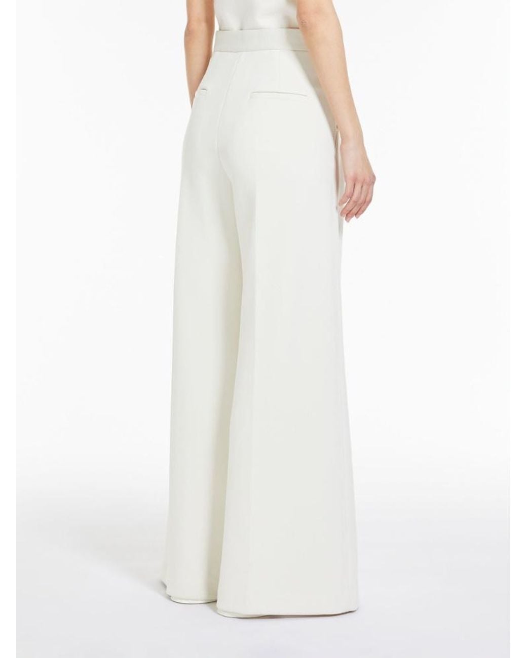 Max Mara White Zinnia Pleat Detailed High Waist Pants