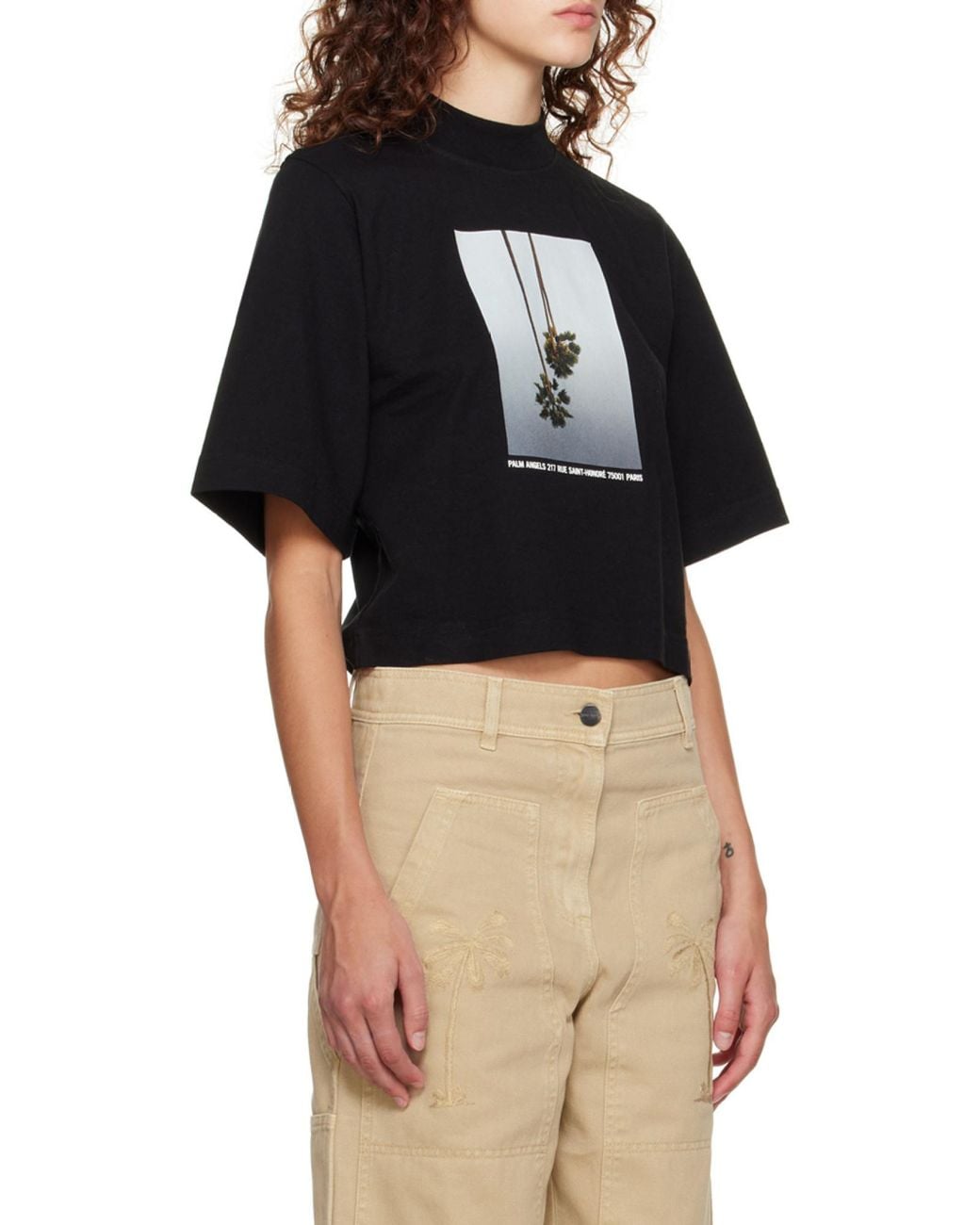 Palm Angels Black Graphic Printed T-Shirt