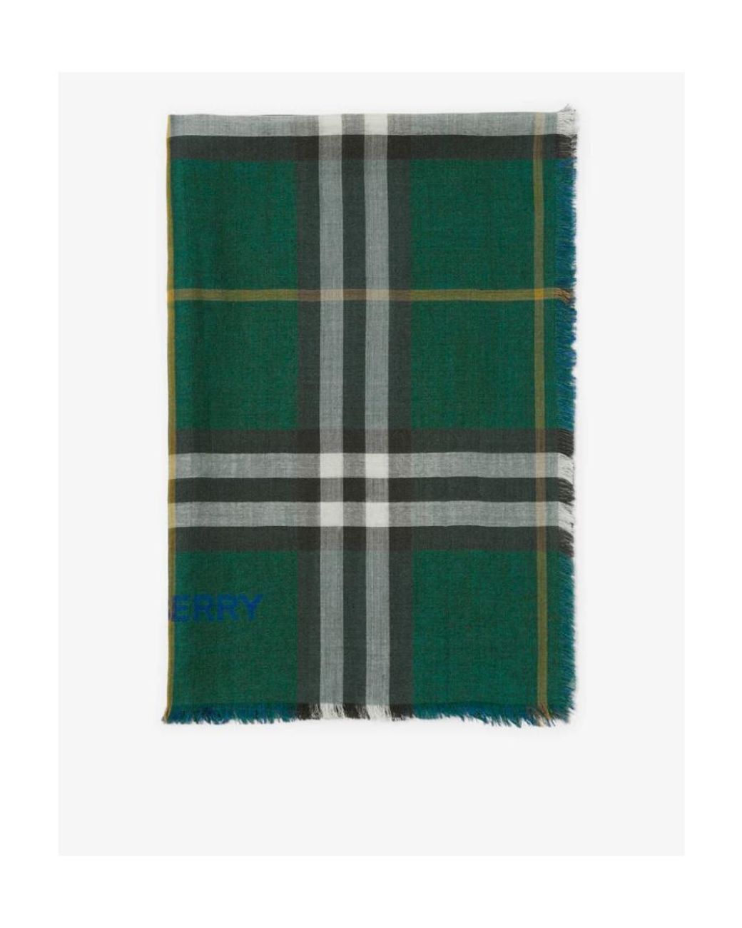 Burberry Green Vintage-Check Frayed-Edge Scarf for men