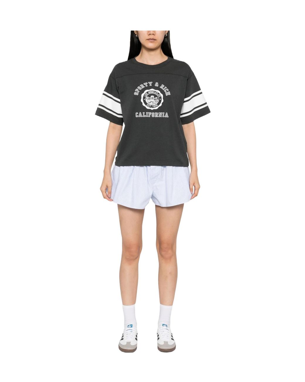 Sporty & Rich Black Logo-Print T-Shirt