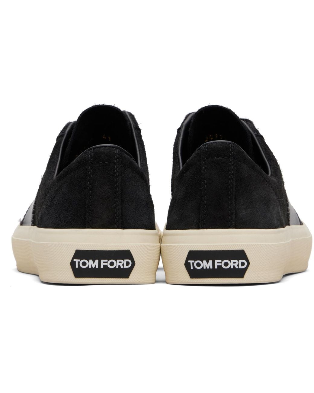 Tom Ford Black Logo Patch Lace-Up Sneakers for men