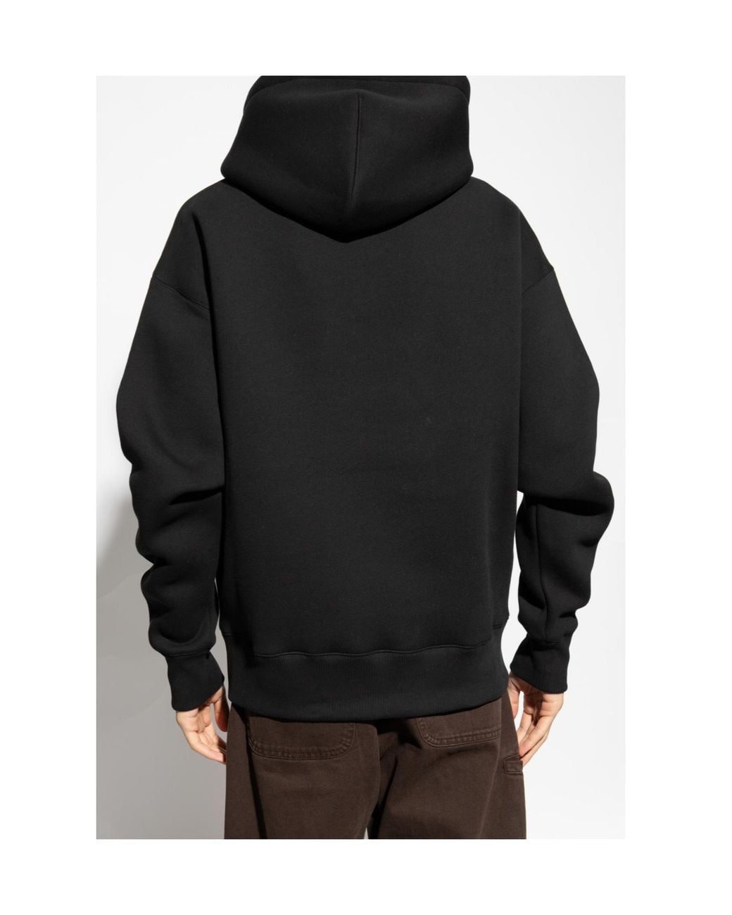 AMI Black Long-Sleeved Drawstring Hoodie for men