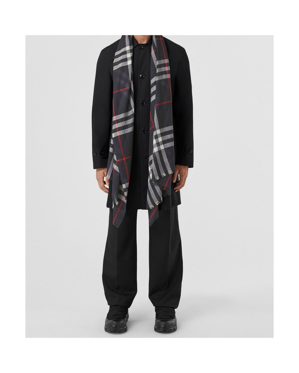 Burberry Blue Lightweight Check Scarf