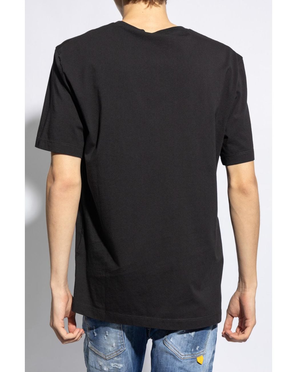 DSquared² Black Logo Patch Crewneck T-Shirt for men