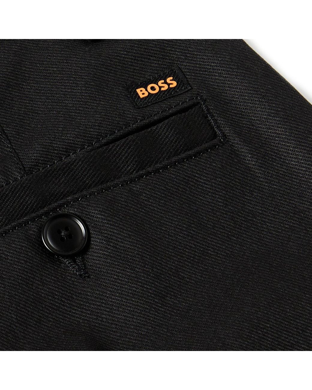 Boss Black Buttonzip Waist Cotton Casual Trousers for men
