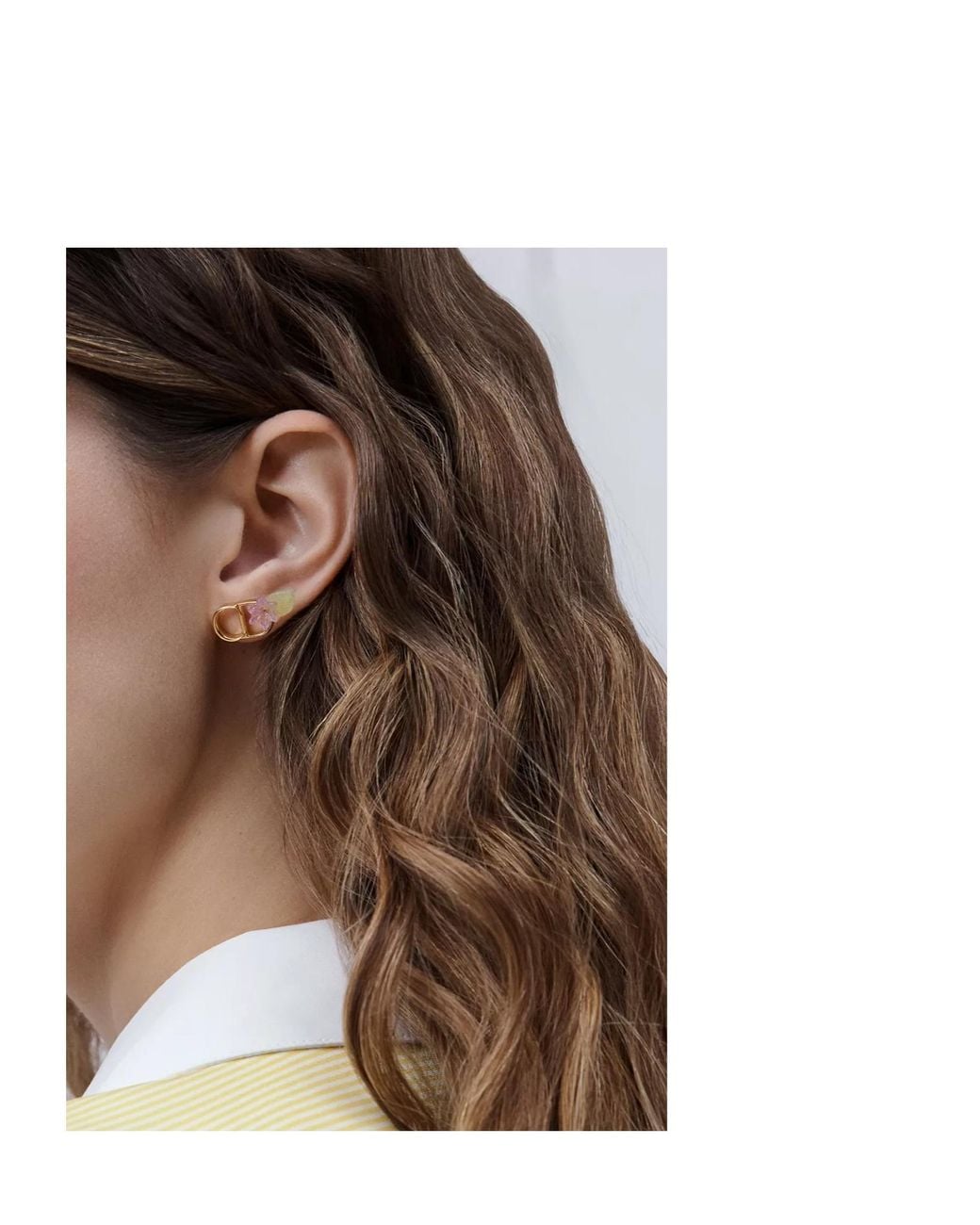 Dior White Iviera Brush Bloom Stud Earrings