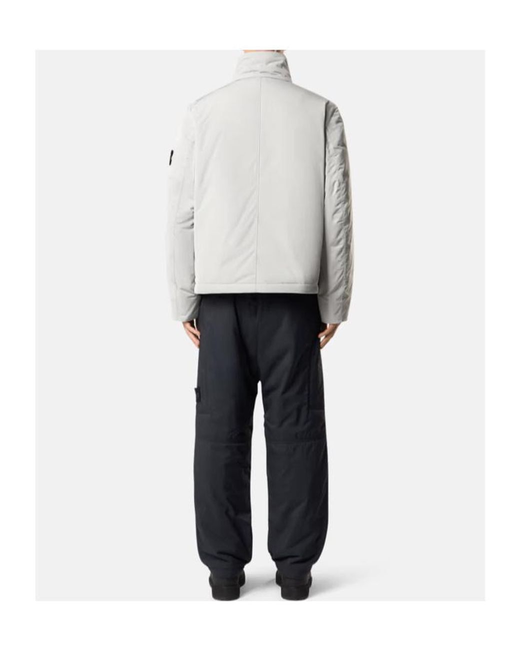Stone Island White Logo Patch High Neck Jacket for men