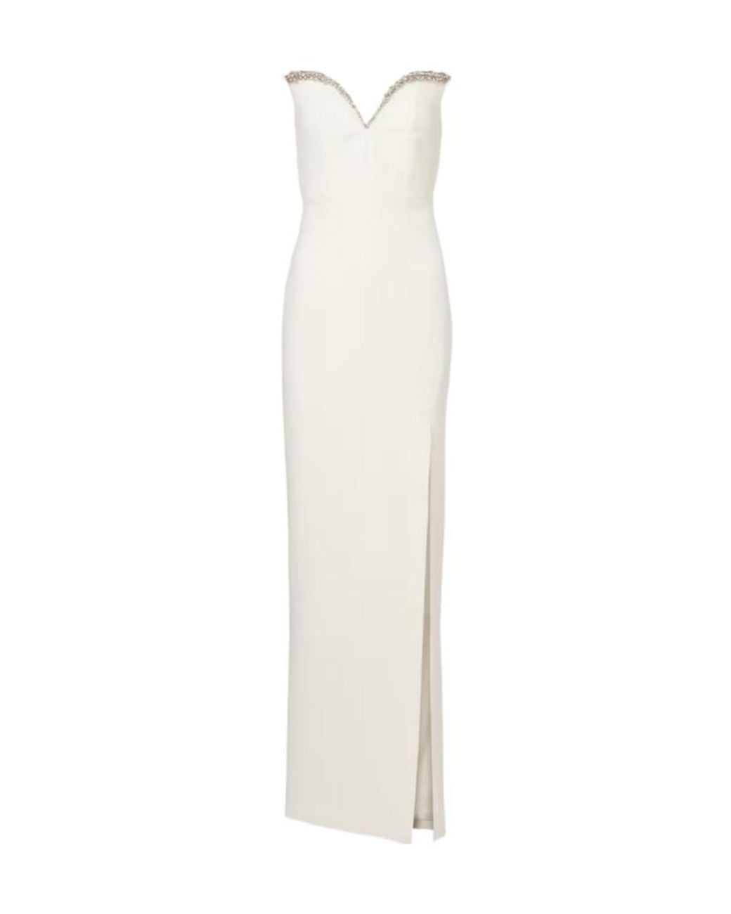 Roland Mouret White Embellished Strapless Crêpe Gown