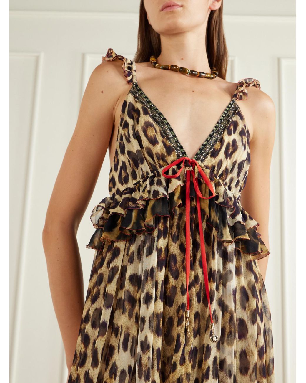Camilla Multicolor Crystal-Embellished Animal-Print Silk Maxi Dress