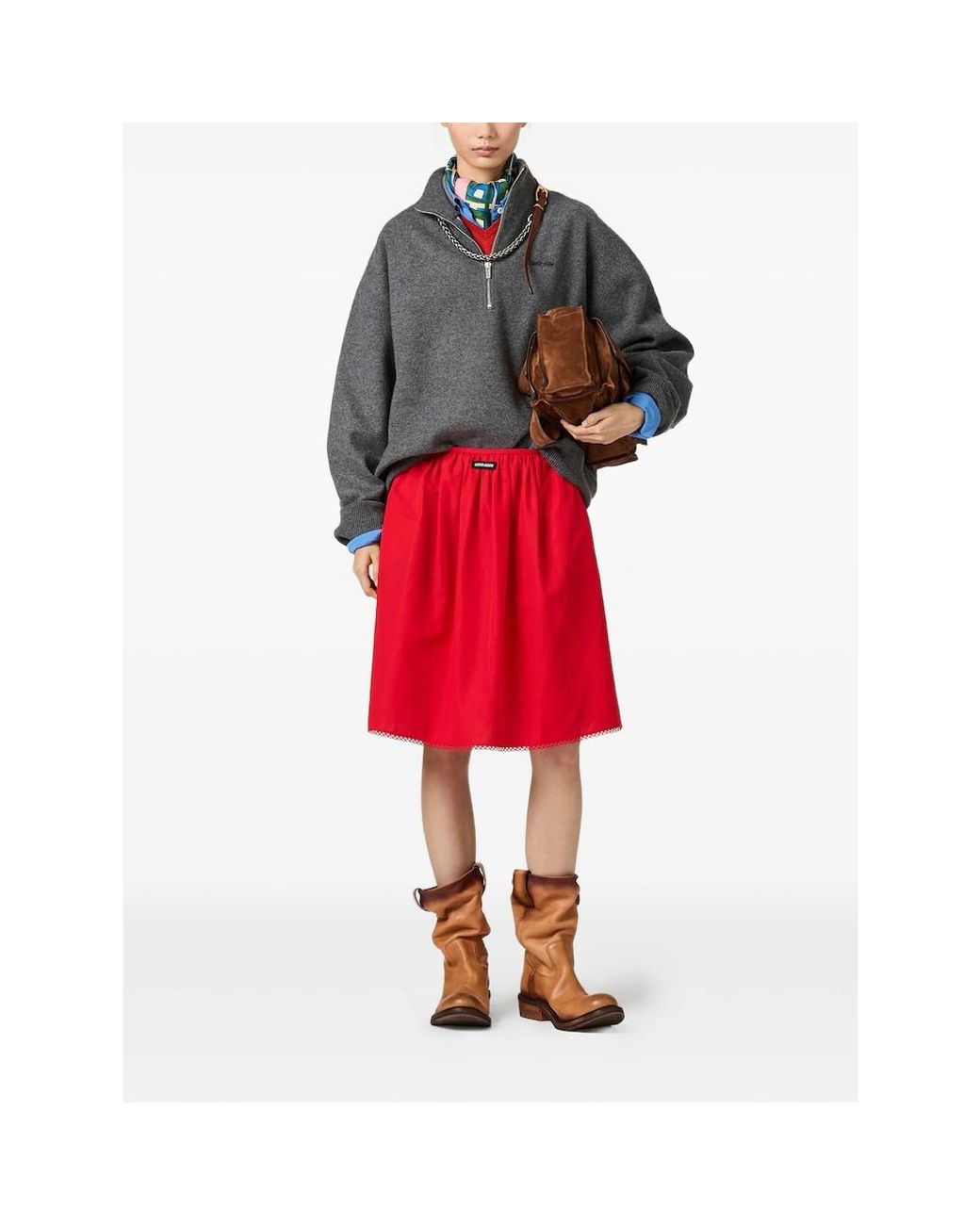 Miu Miu Gray Half-Zipped Jumper