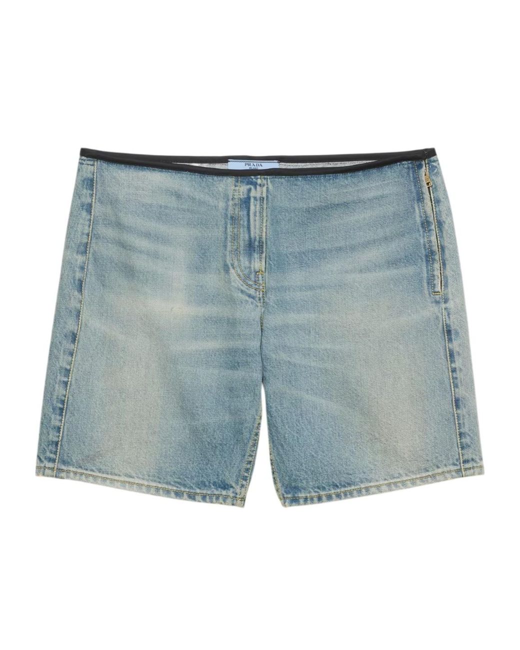 Prada Blue Washed Denim Bermudas